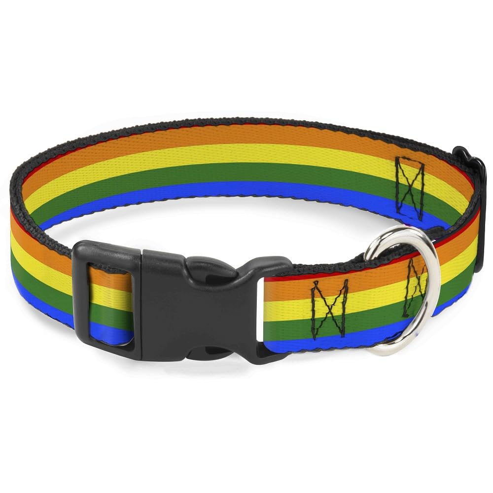 Buckle-Down PC-W30693-WM Flag Gay Pride Rainbow Plastic Clip Collar, Wide Medium/16-23 1.5" Wide - F
