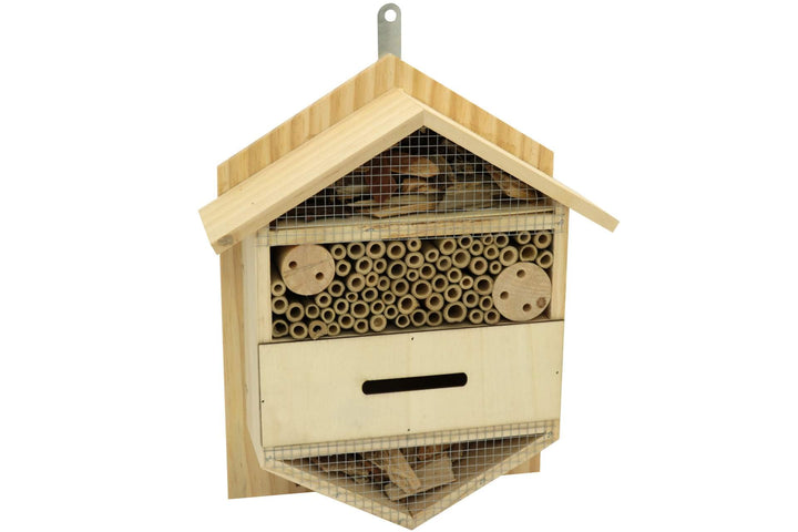 Eifa Insektenhotel Hexagon 4 Kammern Holz/Nistkasten Natur 29 x 33 cm verstärkt Insektenhaus aus Hol