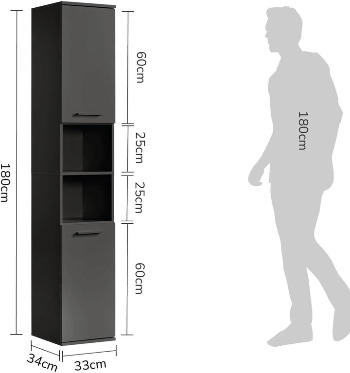 mokebo® Bad Hochschrank 'Der Kapitän' (180x33x34 cm) Badezimmerschrank schmal oder Badschrank, auch