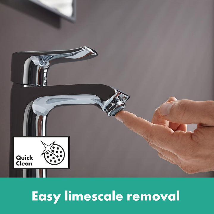 hansgrohe Wasserhahn Metris (Armatur mit Auslaufhöhe 110mm, ohne Ablaufgarnitur) Chrom Chrom Auslauf