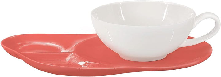 Buchensee Tea for One mit Sieb Lena 500ml aus Crystal Bone China Porzellan in coralrot. Teekanne + T