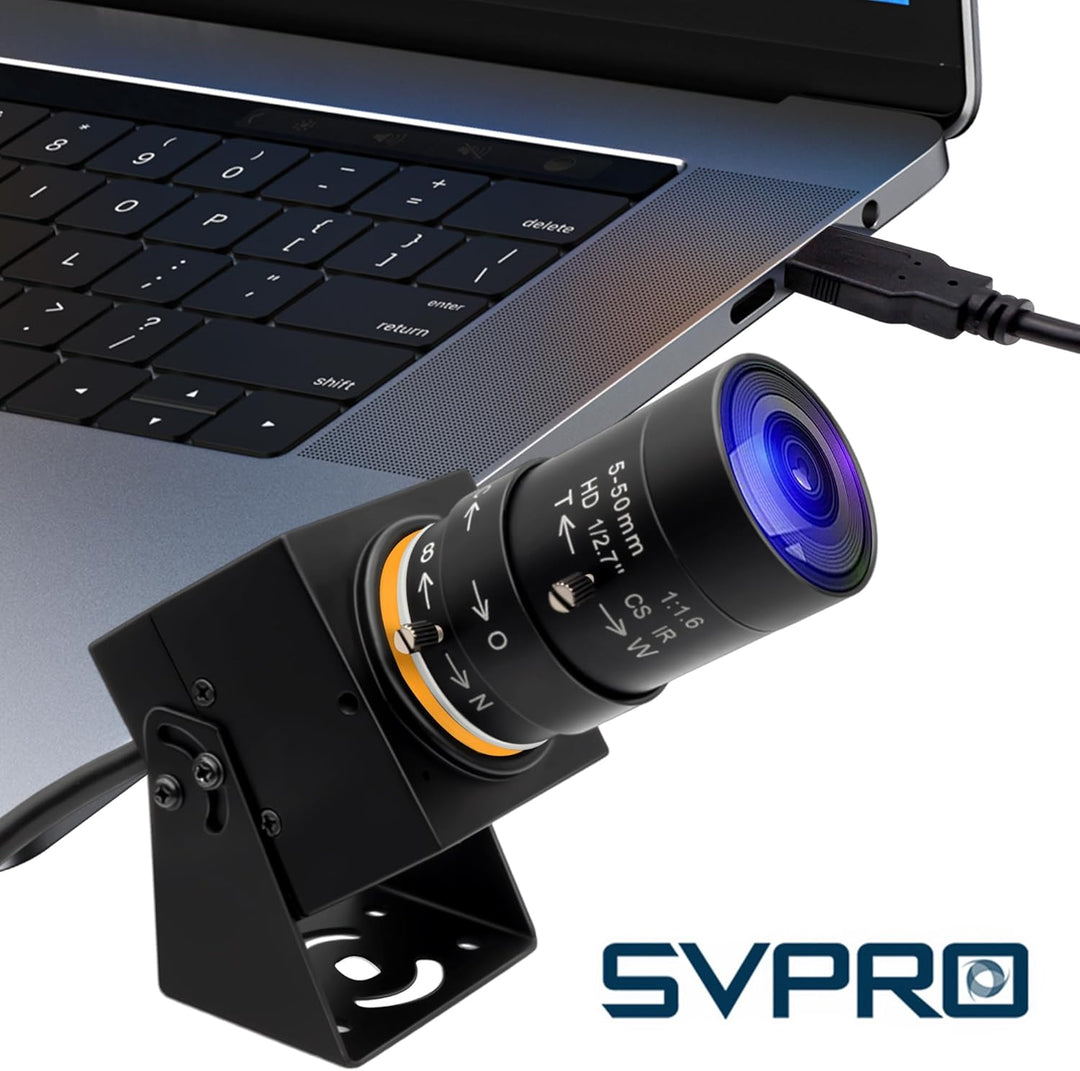 Svpro 2MP Global Shutter USB Kamera 90FPS Hochgeschwindigkeitskamera mit 5-50mm Zoomobjektiv, manuel