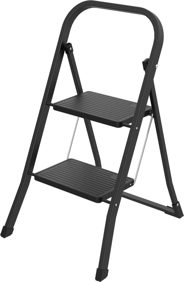PROREGAL Small Giraffe Einseitige Metall-Klappleiter | 2 Stufen | HxBxT 81x46x56cm | Weiss |120kg Tr