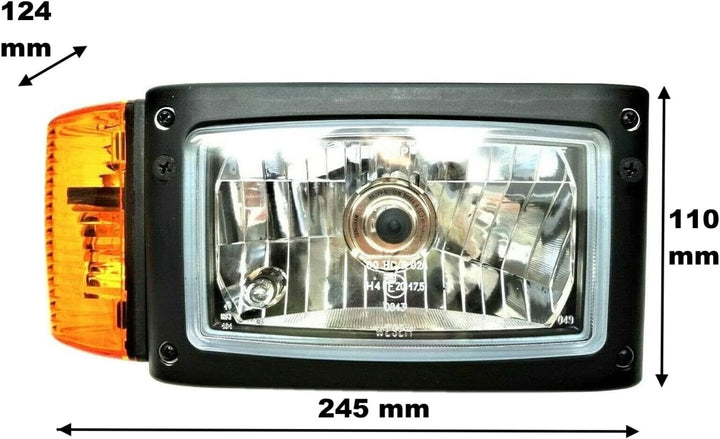 MelTruck® 2x Scheinwerfer H4 mit Blinker 12V für Radlader Baumaschinen Bagger Schneeräumer Manitou