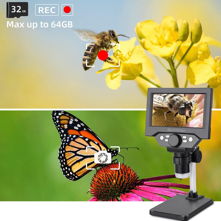 LCD Digital USB Mikroskop, Koolertron 5,5 Zoll 1080P 8 Megapixel 1000X HD Vergrösserung Zoom Drahtlo