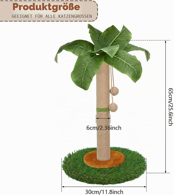 HOMYHANDS Kratzbaum für Indoor-Katzen und Kätzchen, 60 cm hoch, Katzenkratzbaum mit Sisalseil, Palme