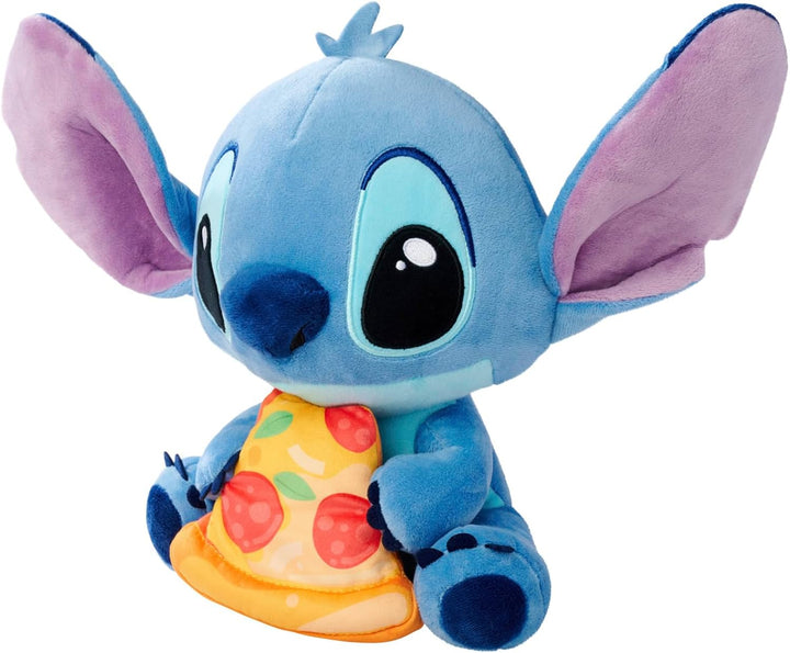 Simba Disney Stitch Kuscheltier mit Pizza – Plüschfigur zum Knuddeln, mit Pizza‑Stück in der Hand, i