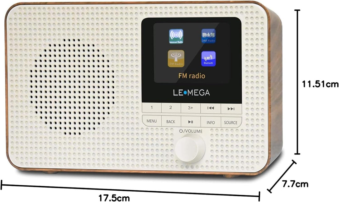 LEMEGA IR1 Tragbares WiFi Internetradio,DAB/DAB+/FM Digitalradio,Bluetooth,Doppelwecker,Schlaf-Snooz