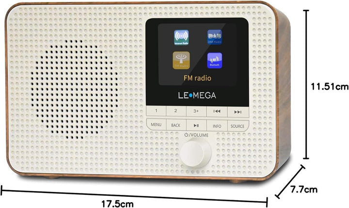 LEMEGA IR1 Tragbares WiFi Internetradio,DAB/DAB+/FM Digitalradio,Bluetooth,Doppelwecker,Schlaf-Snooz