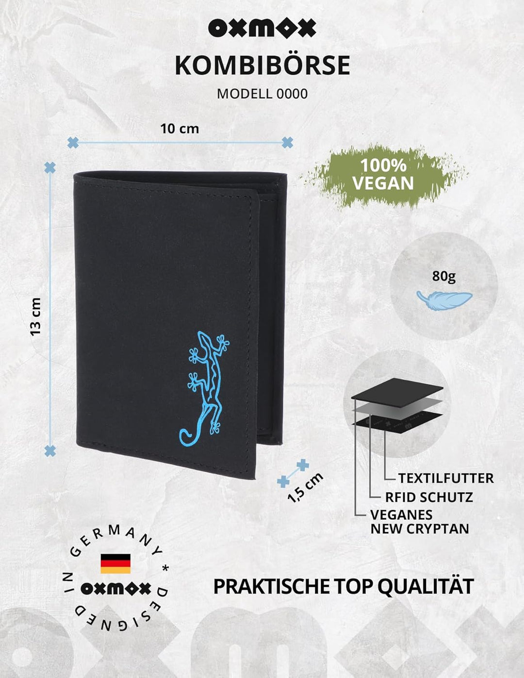 oxmox Geldbörse RFID 9,5 cm