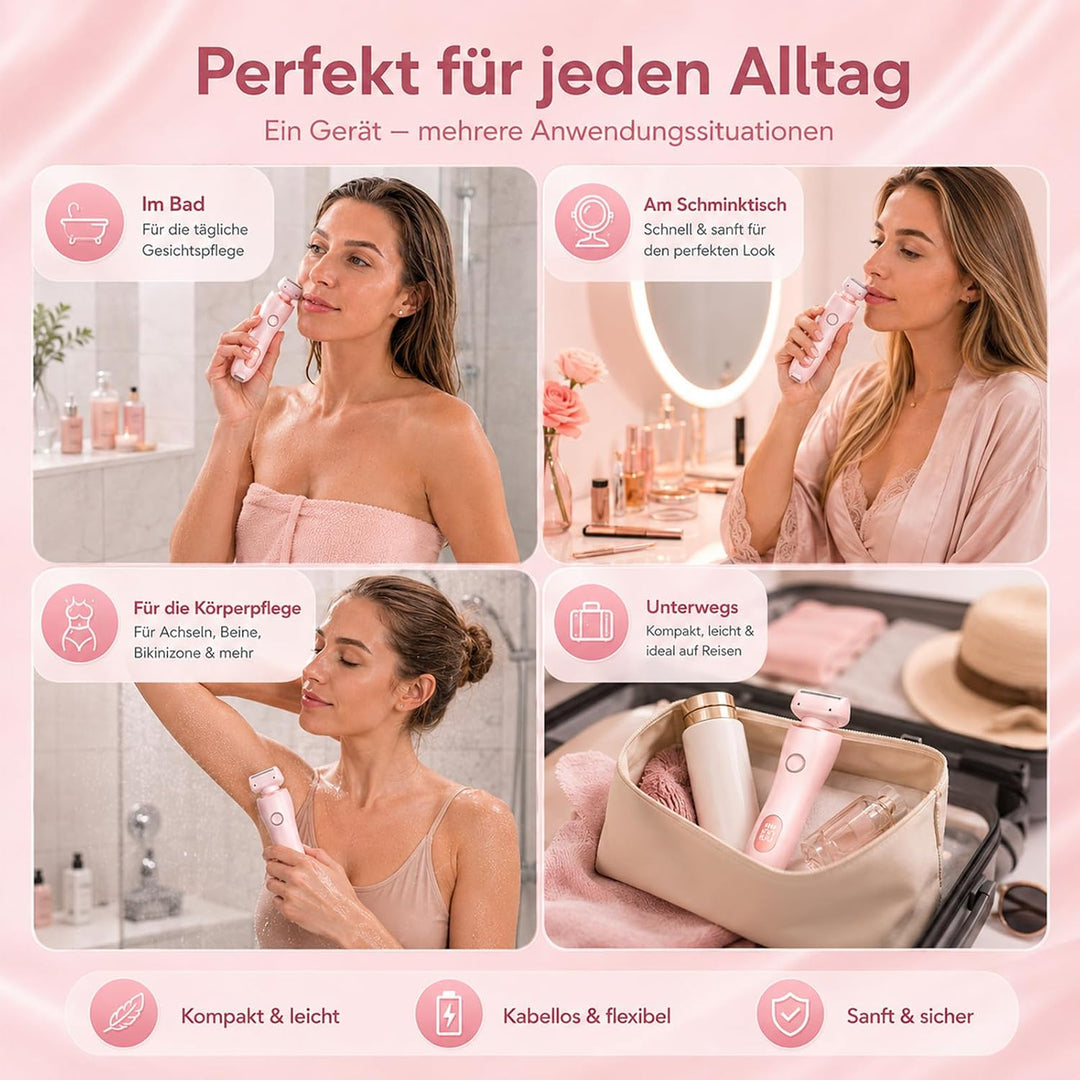 Boulina Rasierer, Aluvea Smooth Trim Rasierer 2.0, Sanfte Haarentfernung für Glatte Haut, Trocken -