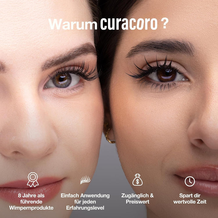 Curacoro Easy Fan Wimpern Extensions 0,03–0,07mm, C/CC/D Curl, 9–16mm, gemischt & Einzellängen, supe