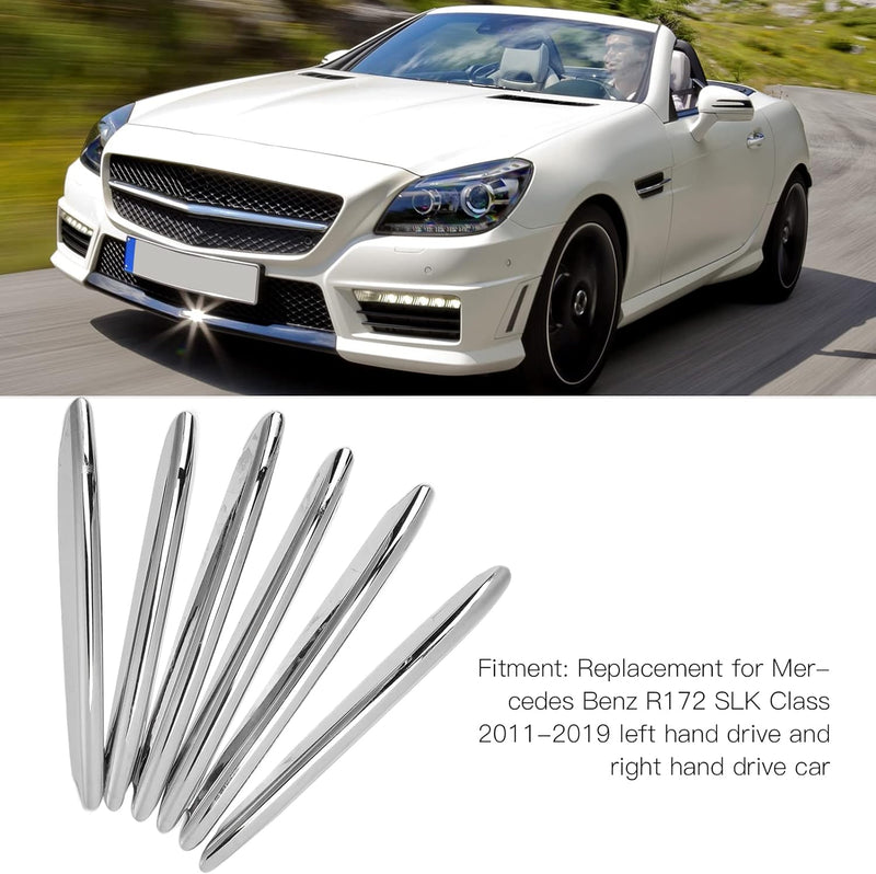 Fydun 6 Stk Auto Motorhaube Lüftungsgitter Abdeckung Trim Chrom-Autozubehör Für R172 SLK 2011-2019