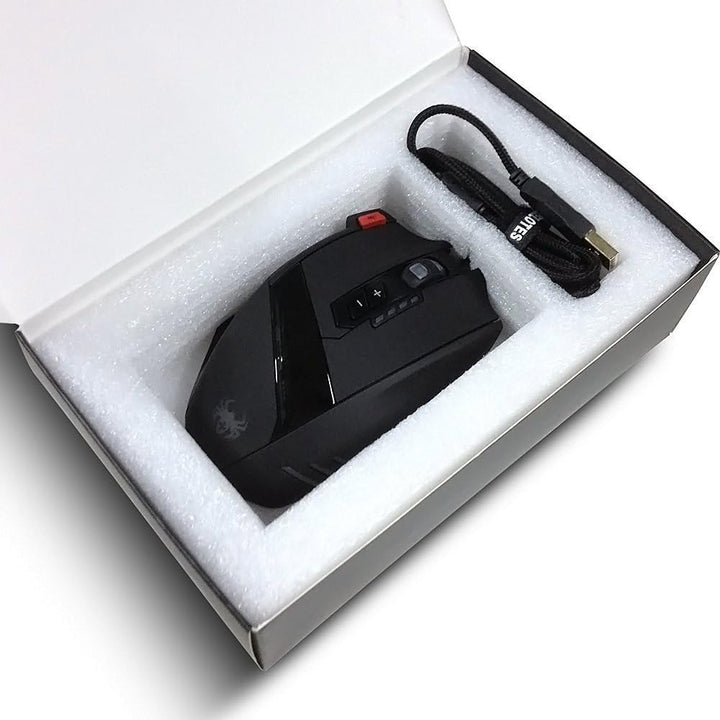zelotes Gaming Maus,4000DPI,12 programmierbare Tasten,8 Gewichtsblöcke,Ergonomische Design,RGB Gamer