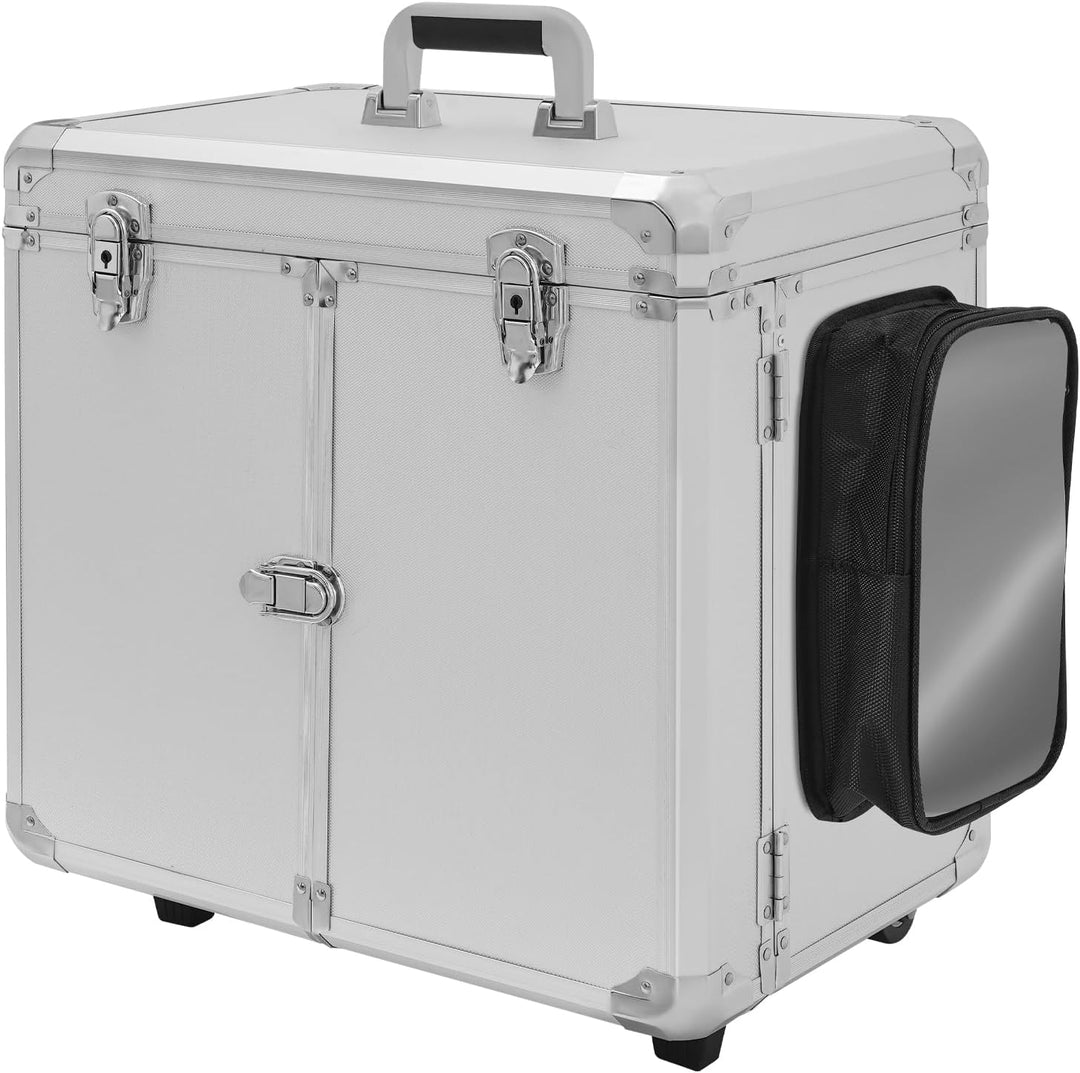Kosmetik Trolley Koffer, tragbarer Fusspflege Werkzeugkoffer aus Metall mit Rollen mehrfach untertei
