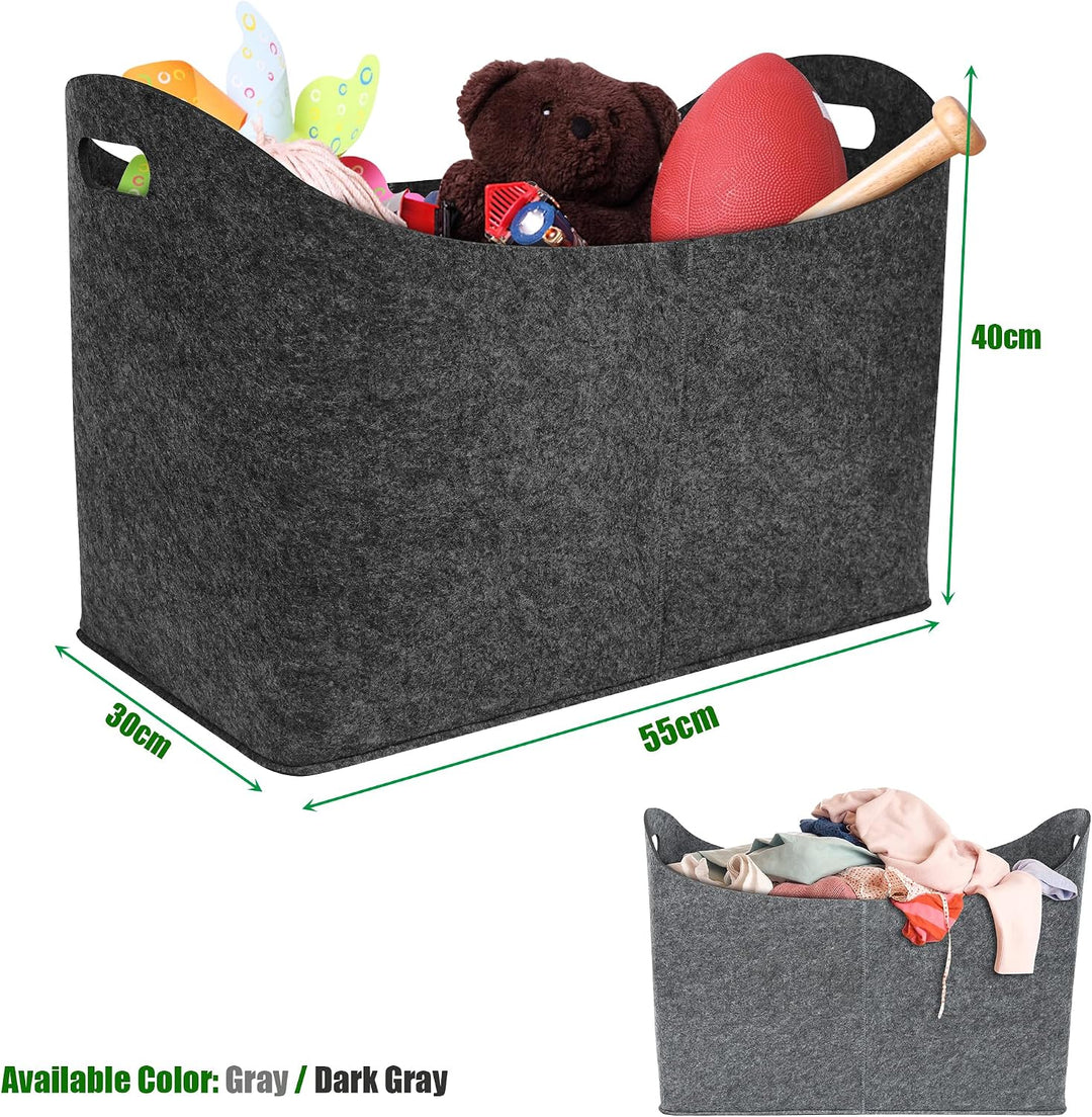 4 Stück Gross Filz Holzkörbe 60 Liter Faltbare Einkaufstaschen | Multifunktion Kaminholztasche mit G