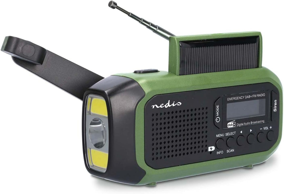 Notfallradio - Tragbare Ausführung - DAB+ / FM - Batteriebetrieben/Handkurbel/Solar Powered/Stromver