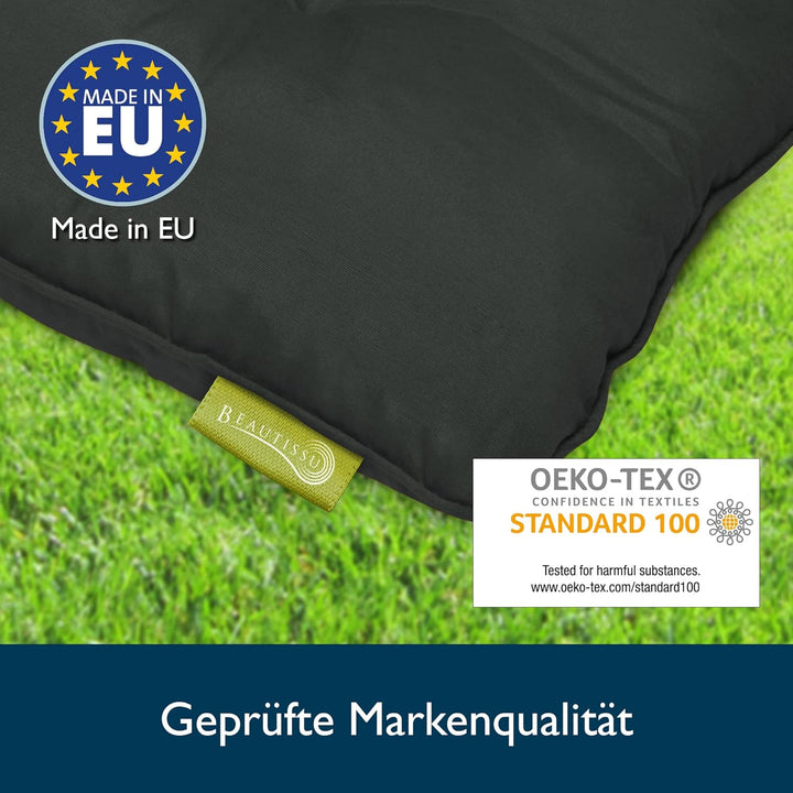 Beautissu Lounge Outdoor Rückenkissen 50x40x12 cm – Wetterfest & Pflegeleicht Gartenkissen Schmutzab