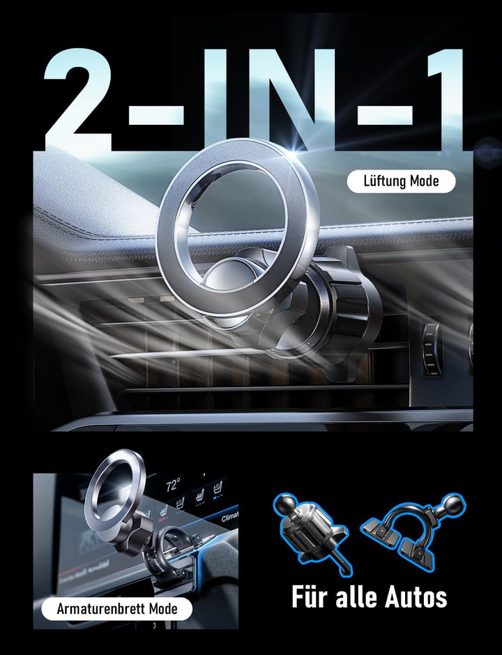 LISEN für Magsafe Autohalterung, 24X Magnet Handyhalterung Auto Magnetische, 360° Drehbar Handy Halt