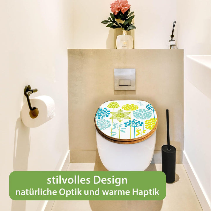 banjado Design WC Sitz Bambus Absenkautomatik 45,8x37,5cm - Toilettendeckel mit Absenkautomatik Holz