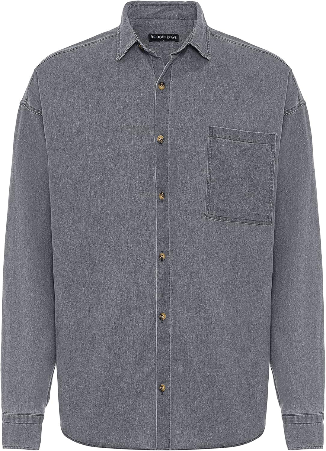 Red Bridge Herren Hemd Jeanshemd Premium Denim Oversized Wide Cut S Grau, S Grau