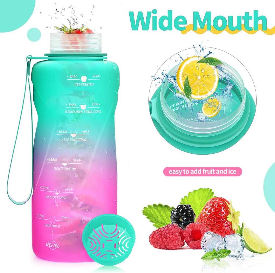 Coolfel Sport Trinkflasche 2l, 1,5l, 1l, 700ml, 500ml Trinkflasche Kinder Auslaufsicher, Motivierend