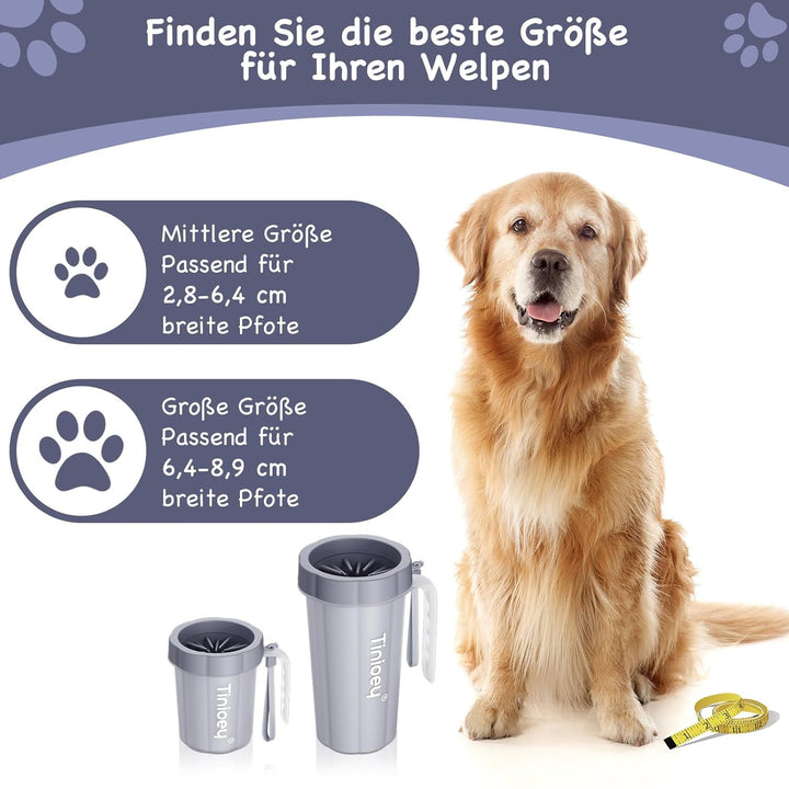 Tinioey Pfotenreiniger für mittelgrosse Hunde mit Griff, zum Reinigen von schmutzigen Pfoten, mit ei