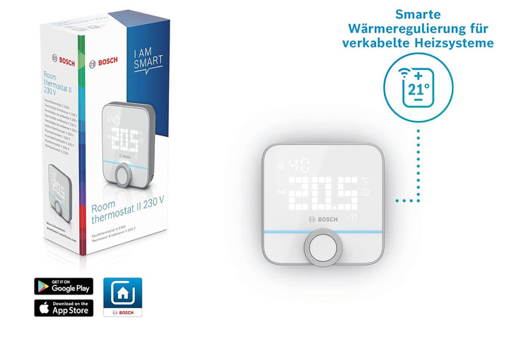 Bosch Smart Home Raumthermostat II für kabelgebundener Heizsysteme, 230 V, kompatibel mit Google Ass