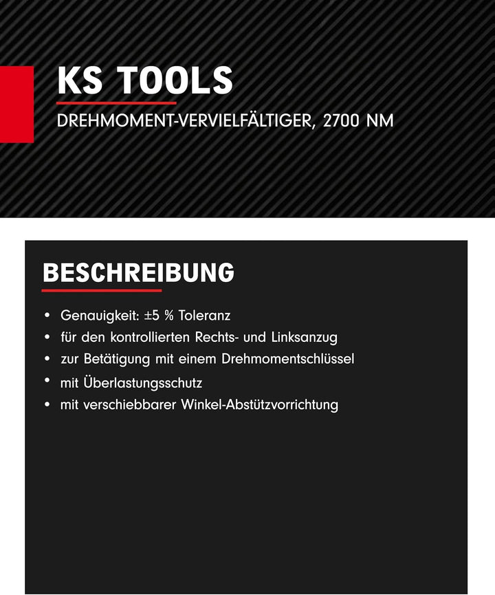 KS Tools Universal Drehmomentvervielfältiger 3/4" x 1" 516.3745 I 2700 Nm I Kraftvervielfältiger mit