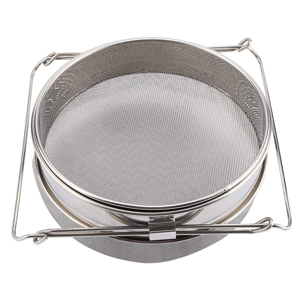 Headerbs Edelstahl-Doppelsieb-Honigsieb, Doppel-Bienensieb-Honigschutt-Maschen-Fliter, Bienenzuchtau