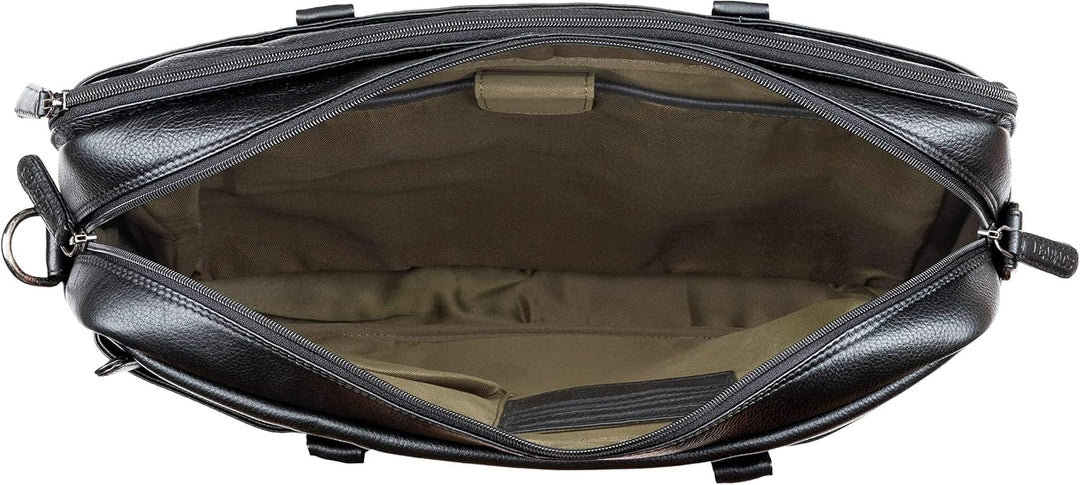 LEABAGS Leder Aktentasche Herren &amp; Damen I Echtleder Laptoptasche bis 16 Zoll I Umhängetasche mit Sc
