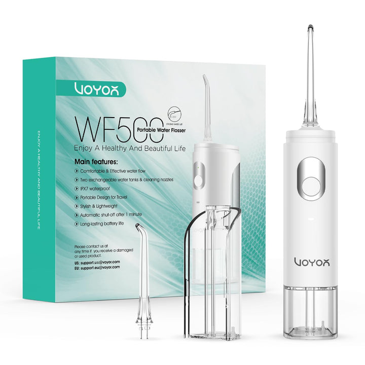 VOYOR Mini-Munddusche Kabellos Tragbar Wasserflosser Wiederaufladbar und IPX7 wasserdicht Plaque-Ent