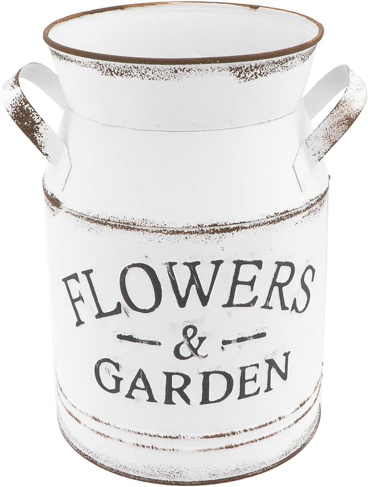 HEMOTON Shabby Blumentopf Deko Metall Krug Milchkanne Landhaus Stil Vase Pflanzentopf rustikal Vinta
