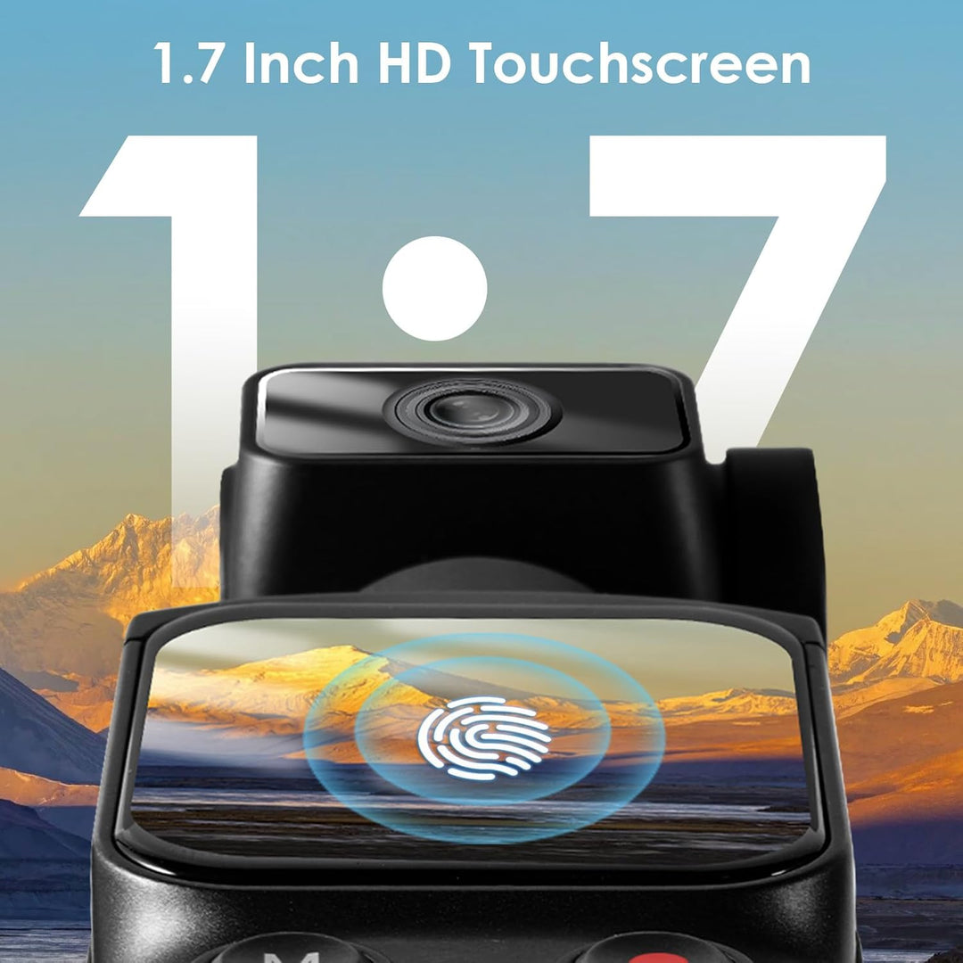 LAMA Vlog Kamera Videokamera 4K 64MP Mini Tragbare Actionkamera mit 320° Gedrehtes Objektiv 64GB Kar