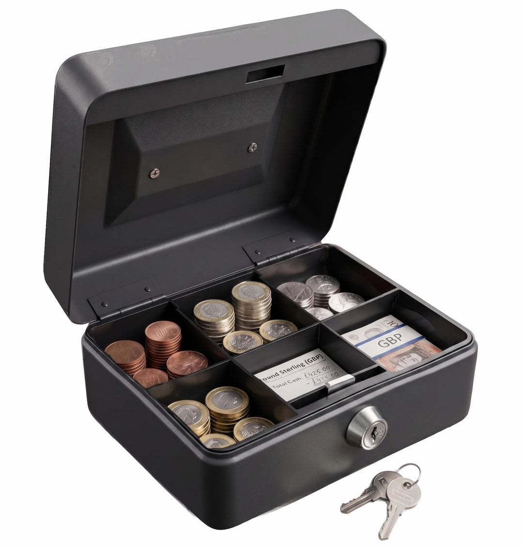 Requisite Needs Metall-Spardose, 15,2 cm, Stahl, für Bargeld, Pfand, mit Schloss, 2 Schlüssel für Si