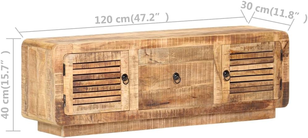 vidaXL Raues Mangoholz TV Schrank 2 Türen 1 Schublade Lowboard TV Möbel Sideboard Fernsehtisch Ferns