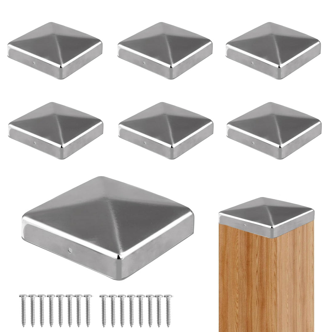 8 Stück Pfostenkappen, 9x9cm Pfostenabdeckung aus Metall Pyramidenform Zaunpfosten Kappen für Holzpf