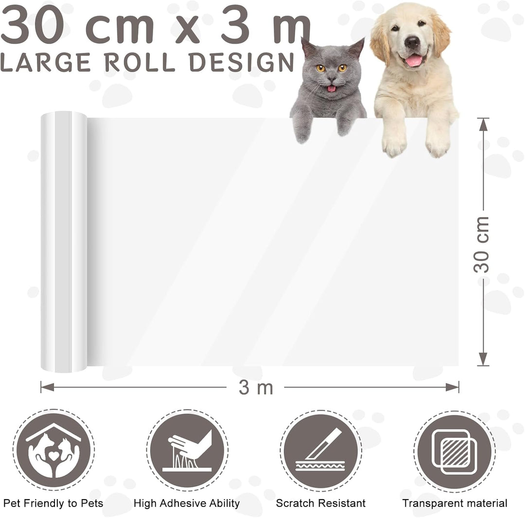 Katzenschutz Transparent 30 cm x 3 m – Selbstklebende Kratzschutzfolie für Möbel, Sofa & Türen, Rück