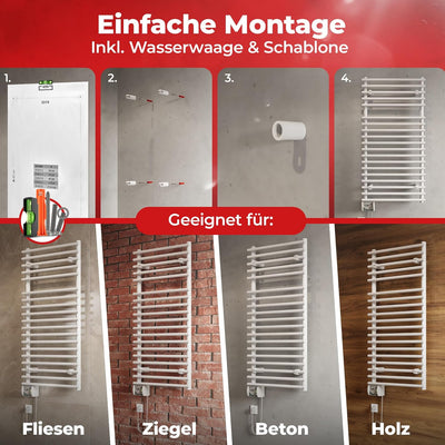VIGO elektrischer Badheizkörper/Handtuch Radiator - ECO 450 Watt, TÜV geprüft: Inklusive Montage-Set