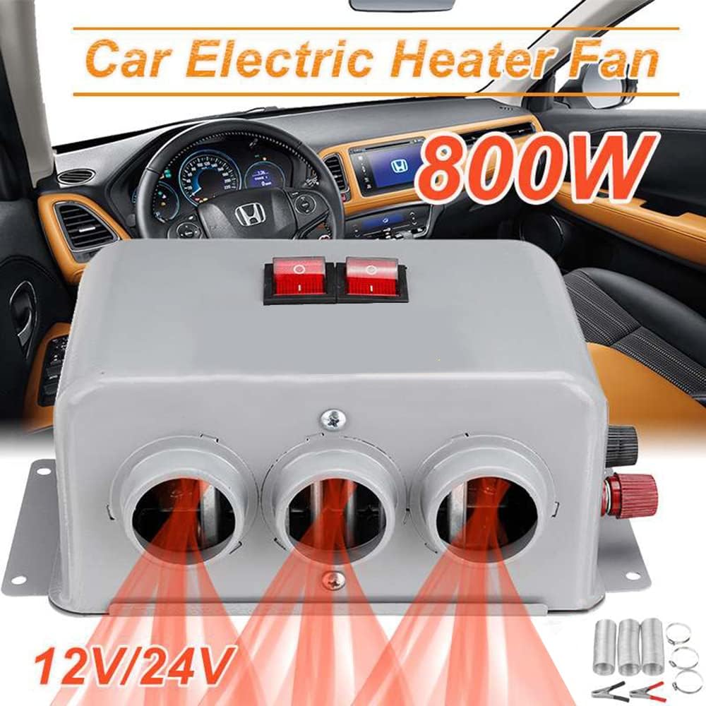 TOTMOX 12V 800W Autoheizung Winterheizung Compact Autoheizung 3 Luftauslässe, 2 Ein/Aus-Schalter, 12