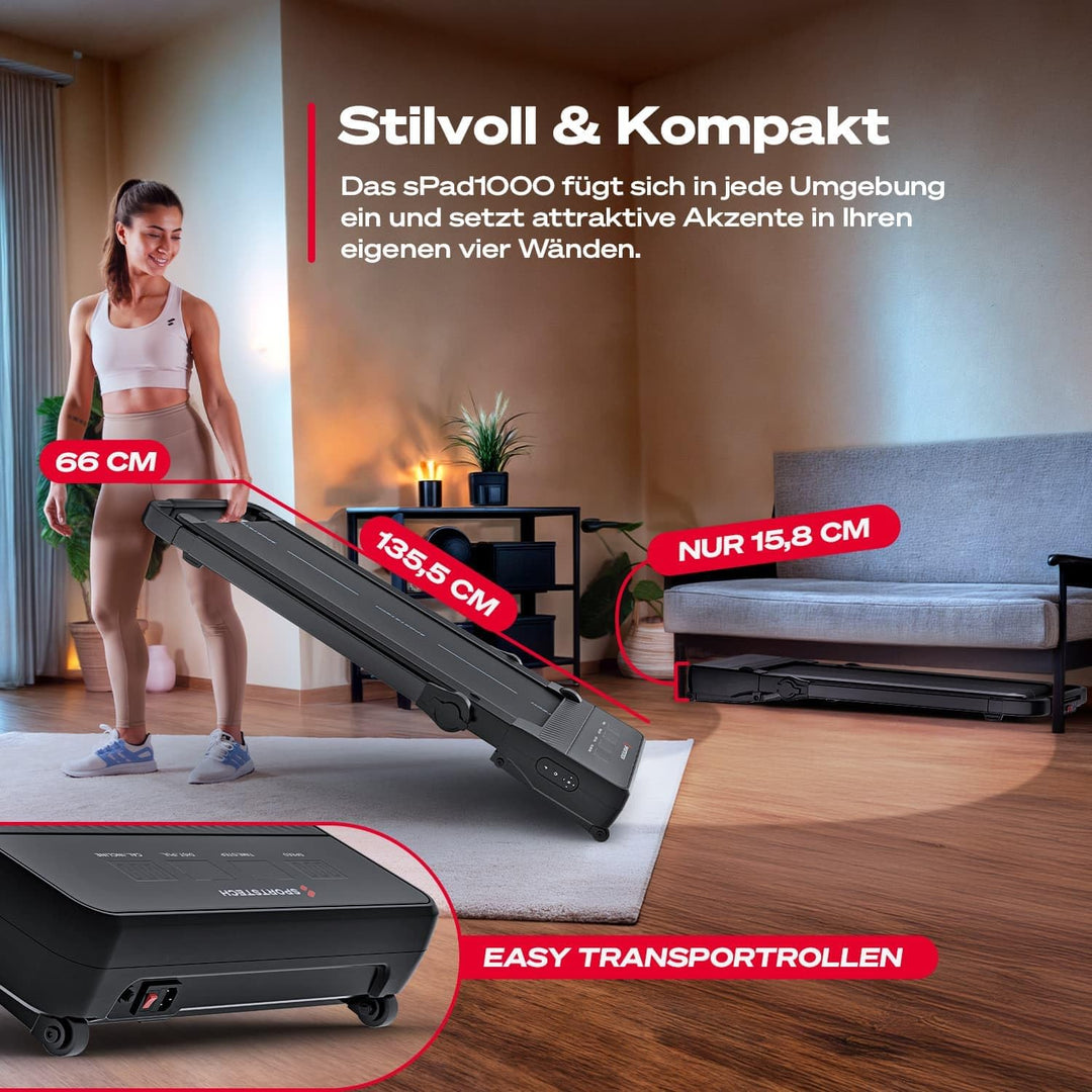 Sportstech Walking Pad mit automatischer Steigung, Laufband für Zuhause, Büro & Schreibtisch, klappb