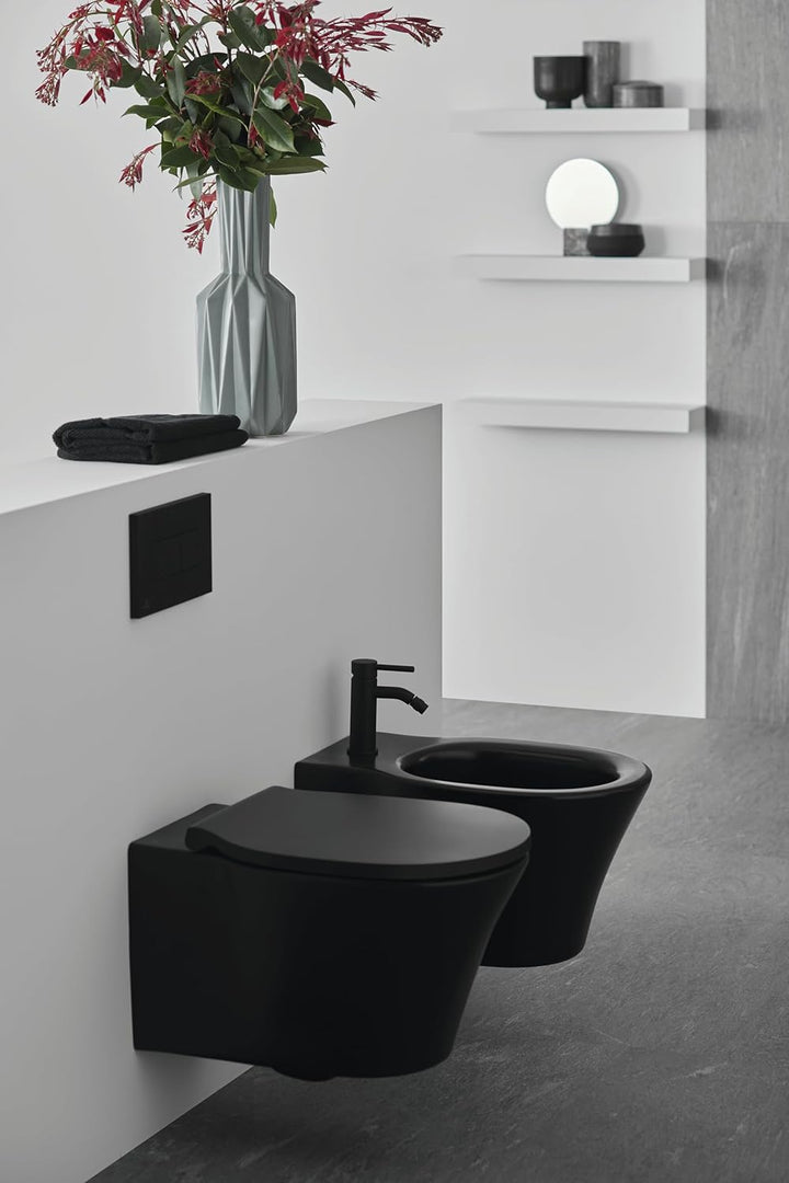 Ideal Standard Connect Air WC-Sitz mit Softclose, Wrapover – Schwarz Matt | Abnehmbarer WC-Sitz mit