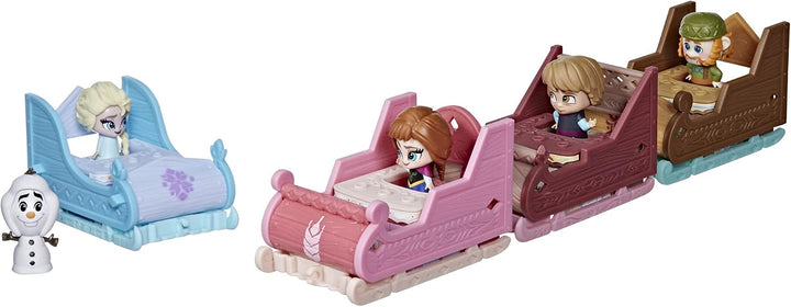 Frozen Disney 2 Twirlabouts Surprise Celebration Spielset, 5 Puppen, 4 wandelbare Schlitten, 12 Zube