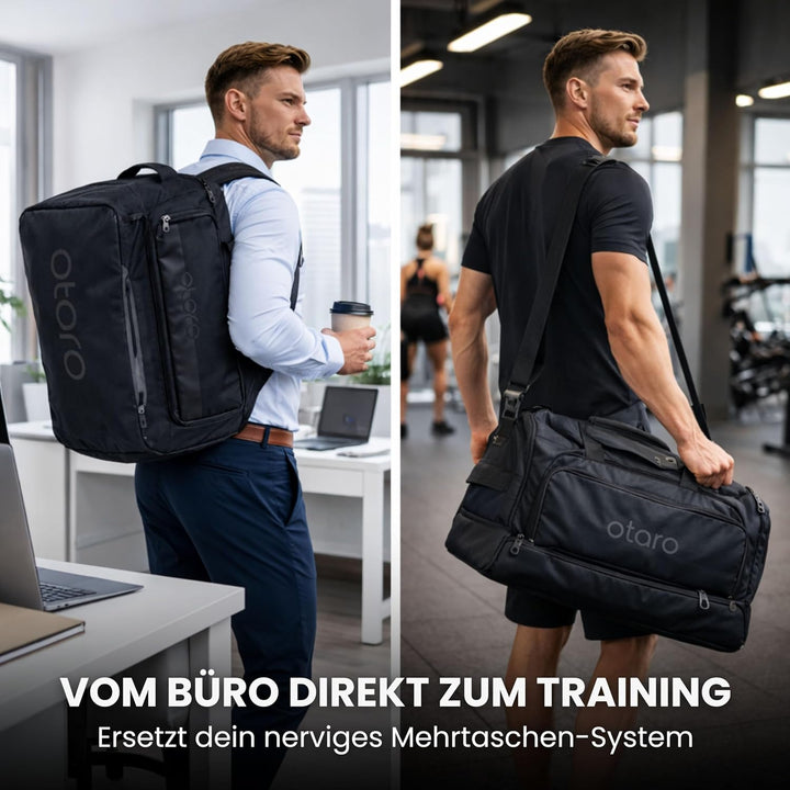 OTARO Sporttasche mit Schuhfach & Nassfach – 50L Reise- & Fitnesstasche mit Laptopfach, Rucksackgurt