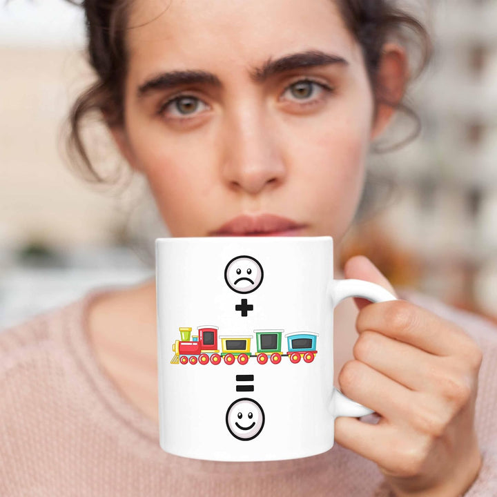 Trendation - Eisenbahn Tasse Geschenk für Eisenbahner Modelleisenbahn :(+ Eisenbahner = :) Lustige G