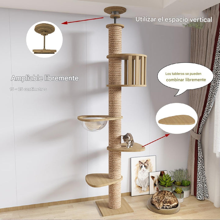 Kratzbaum deckenspanner hoch,11CM breit Sisalseil für kratzbaum,Raumkapsel,Katzenkäfig, 4 Plattforme