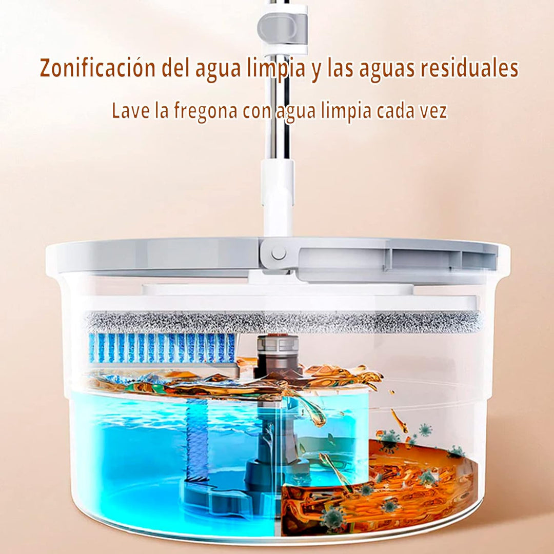 Fregona autolimpiante con mango ajustable y cubo para escurrir Weiss, Weiss
