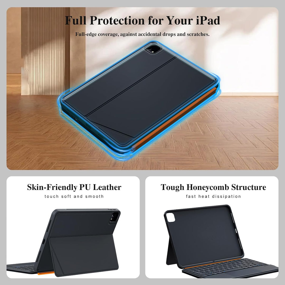 Tastatur Hülle für iPad Pro 13 Zoll (M5 2025/M4 2024), Magnetisch Abnehmbares Beleuchtetes Keyboard,