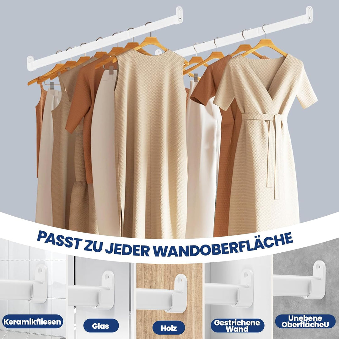 Mavivegue Kleiderstange Schrank, 42-100cm Oval Kleiderstange Ausziehbar | Kleiderstange Wandmontage