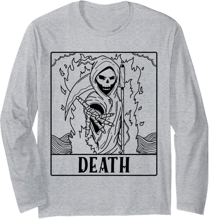 Hell Grim Reaper Skeleton Tarot Card Blackcraft Men Women Langarmshirt